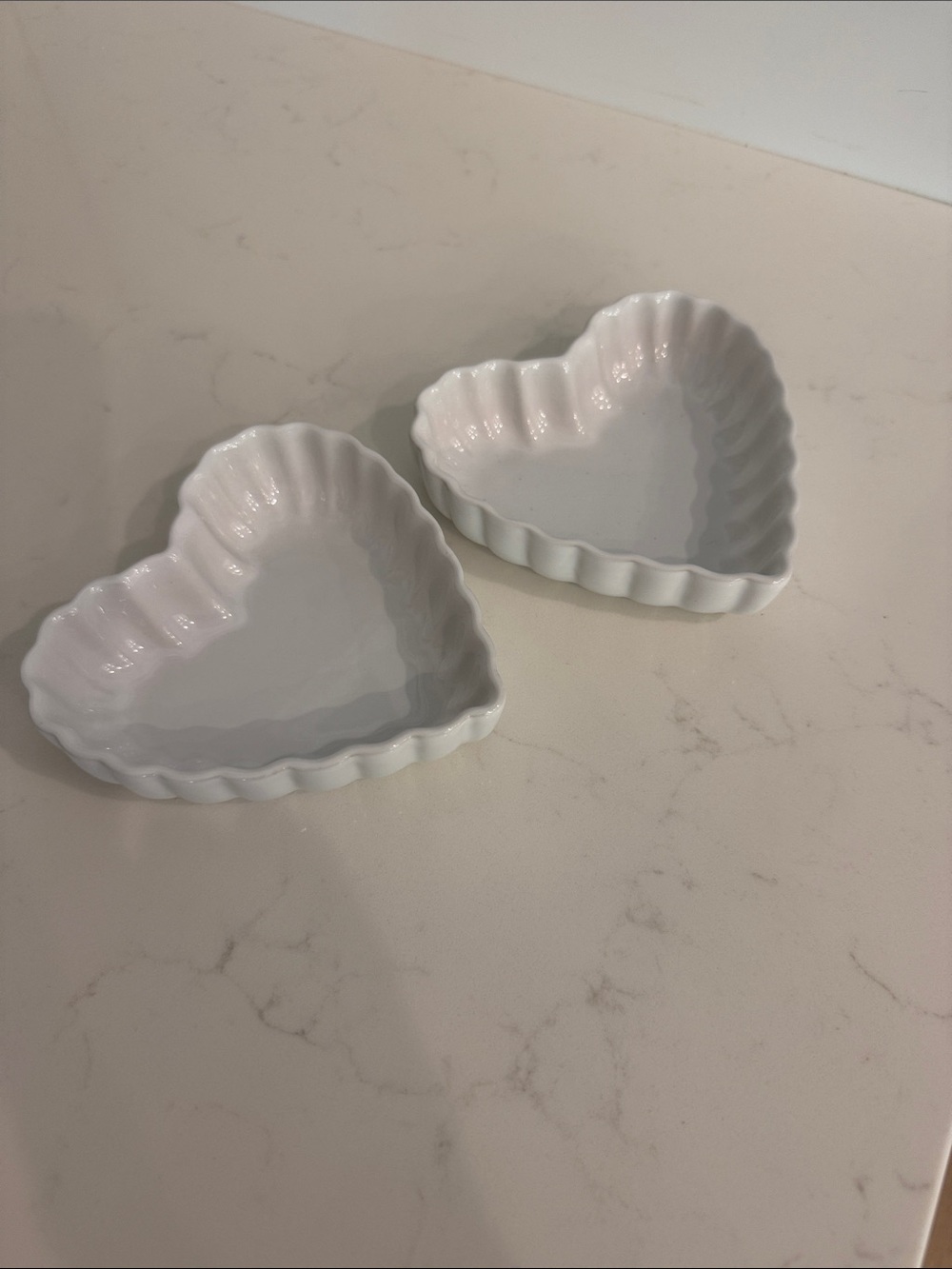 Heart Shaped Ceramic ramakins - White set of 2